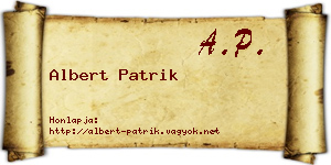 Albert Patrik névjegykártya